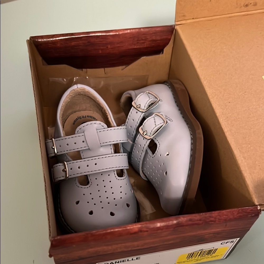 Kids Blue Leather Shoes